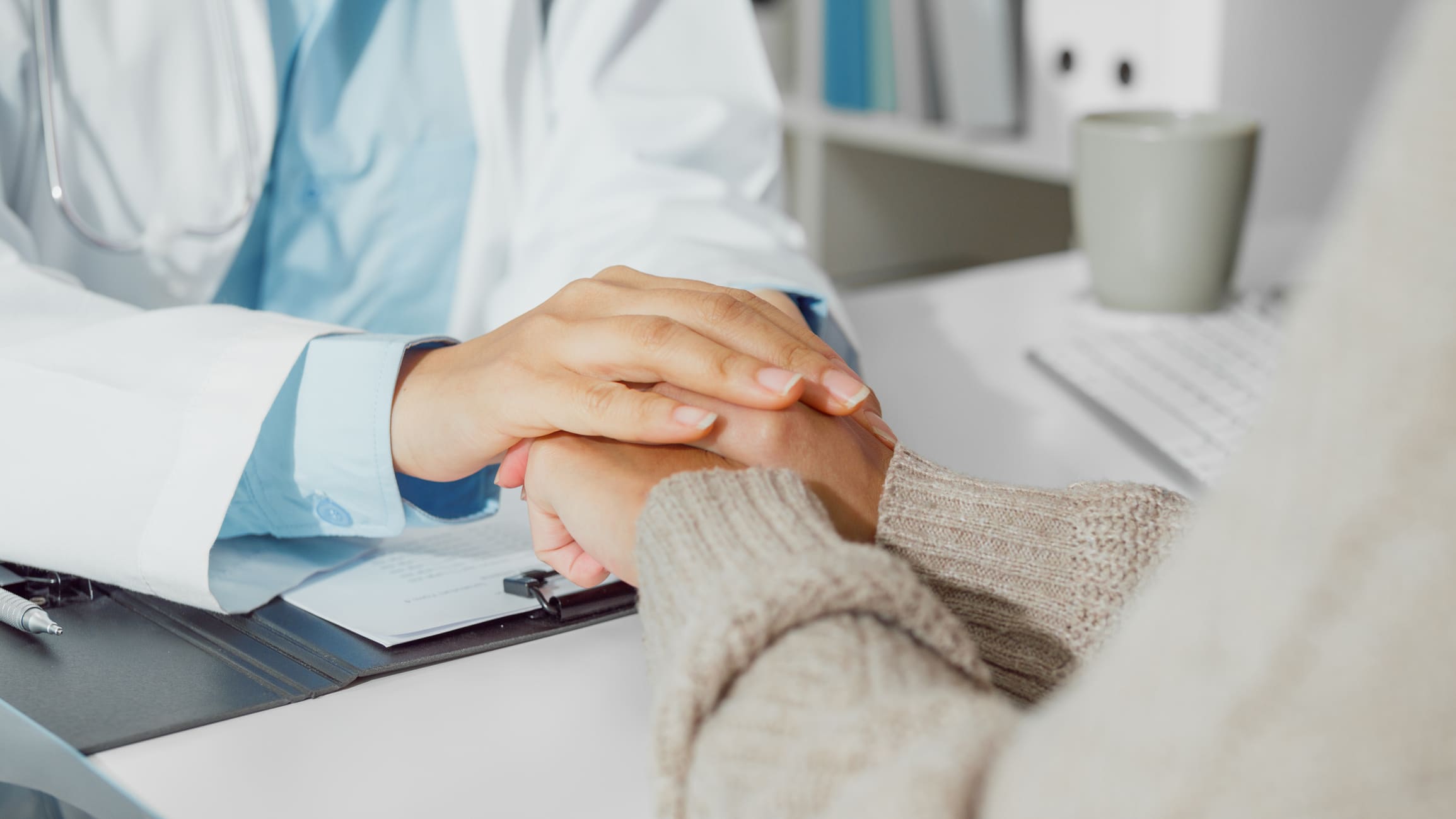 Close up of Young Asian woman doctors talking with the patient about mental health, for recover wellbeing and be a healthy lifestyle in health clinic. Medical health care. post-abortion care