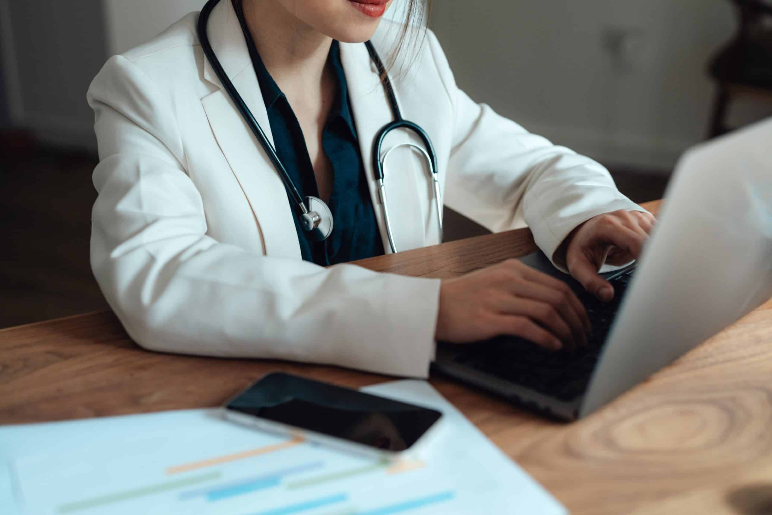 A doctor with a stethoscope in an illustration of medical privacy.